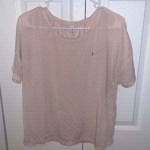 Light pink mesh shirt under Armour athletic top